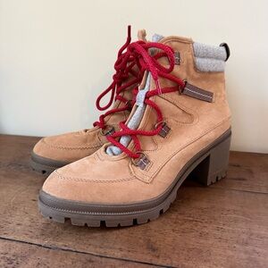 Jellypop Tan Great times Lace-Up Boots with Red Laces